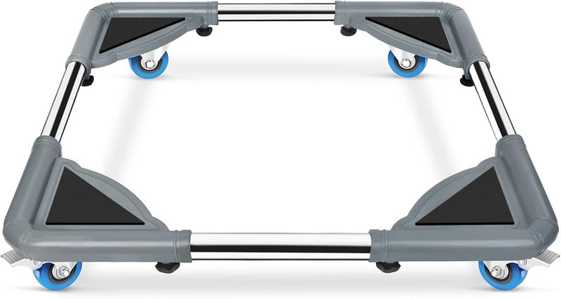 SPACECARE Mini Fridge Stand Furniture Dolly Mobile Roller with 4 Locking Wheels-Base Adjustable Refrigerator Washing Machine Stand Moving Cart- Appliance Dolly Cart Roller Pedestal -Grey - Image 1